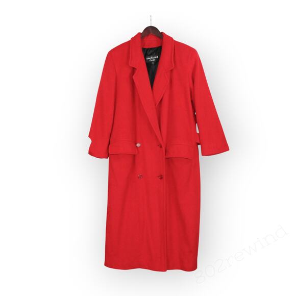 L/XL 80s Vintage Anne Klein II Wool Long Overcoat DoubleBreast MadeInUSA - Picture 1 of 16